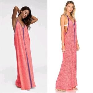 Pitusa Revolve Inca Dress Women Petite OS Coral Pink Maxi Beach Burnout Sundress
